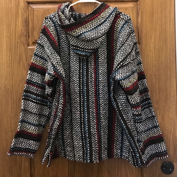 Striped Rug Coat Colorful Size L Baja Joe - Picture 2 of 3